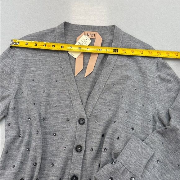 Stylish Gray Cardigan with Beaded Details - Picture 8 of 10